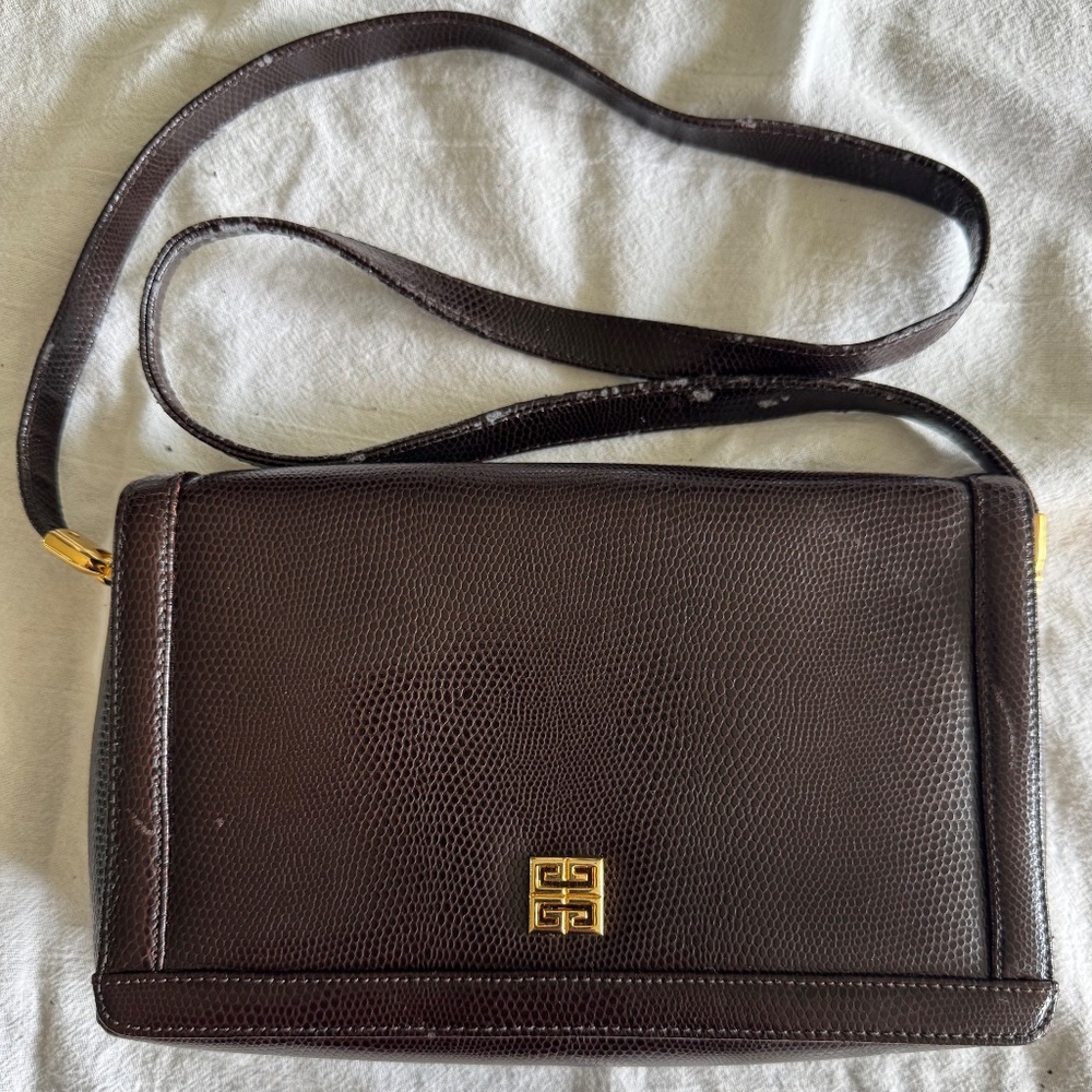 vintage GIVENCHY brown leather shoulder/crossbody purse